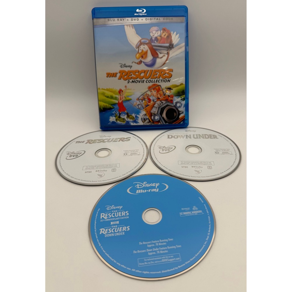 Disney The Rescuers 2-Movie Collection Blu-ray DVD 3-Disc Set Bernard and Bianca